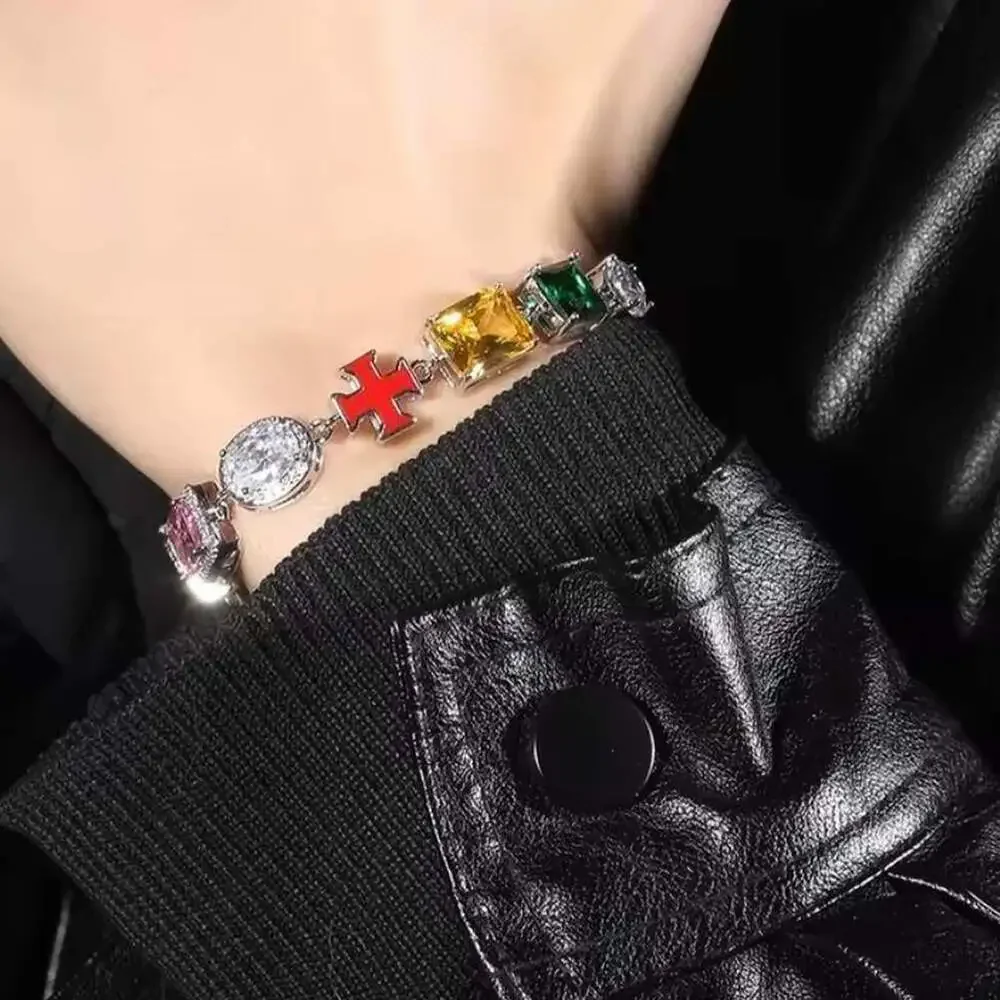 Multicoloured Cross Charm Bracelet With 1 A 0 E
